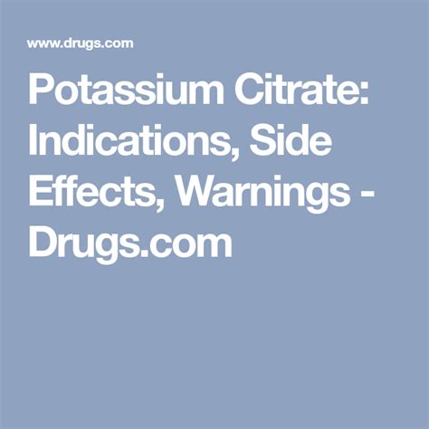 citrapos side effects|Potassium citrate Uses, Side Effects & Warnings.